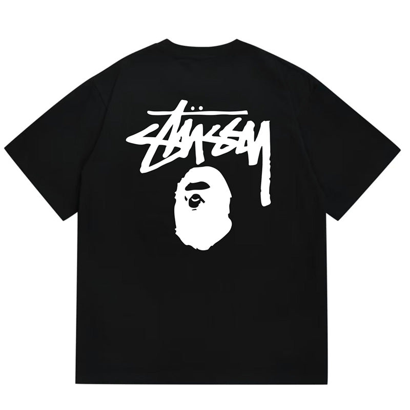 BAPE x Stussy Back Logo Men's T-Shirt - Black