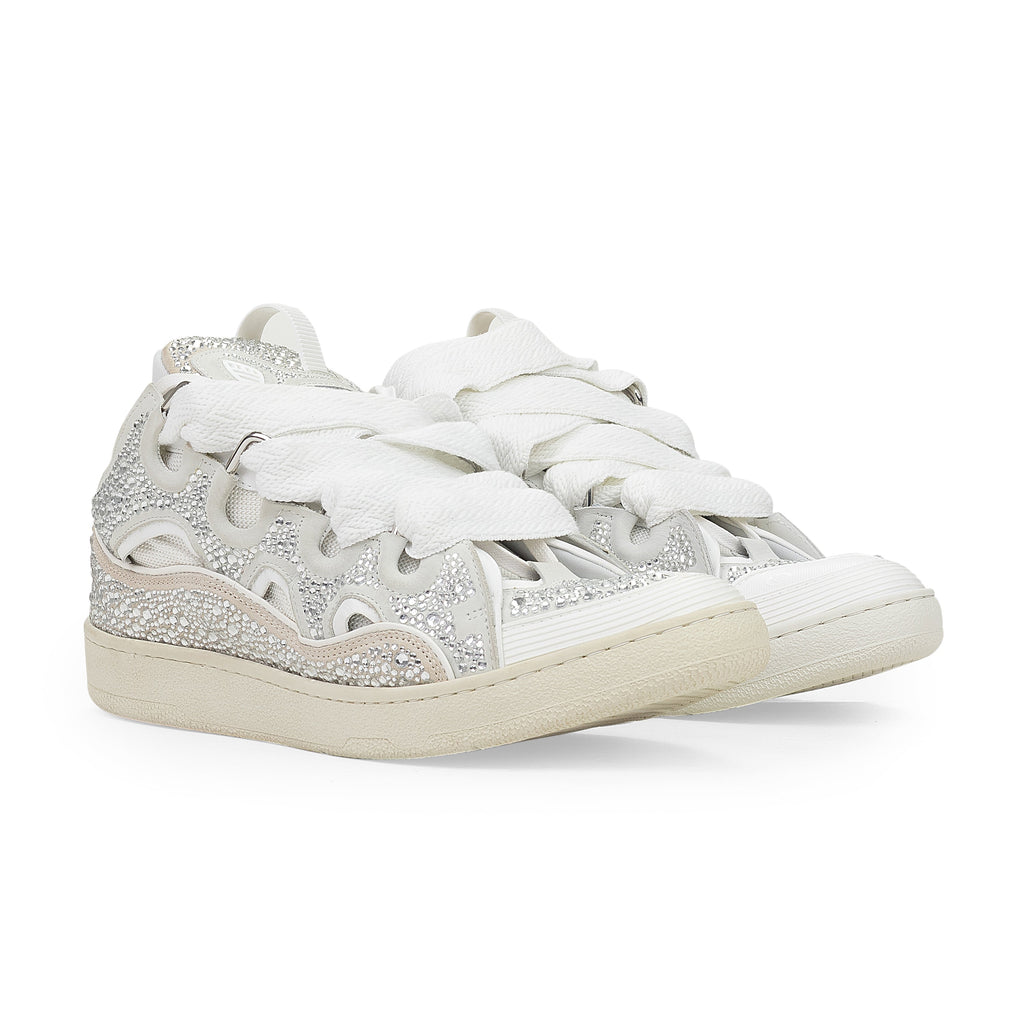WHITE/SILVER CURB SNEAKERS