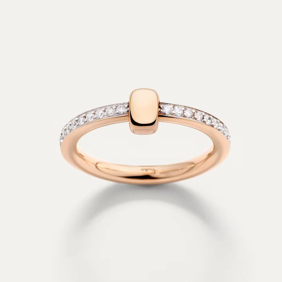 Pomellato Style Classic Cubic Zirconia 18K Gold-Plated Ring
