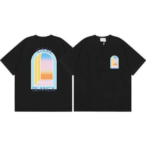 2026 New Casablanca Logo Print Loose Fit Unisex Short Sleeve T-Shirt