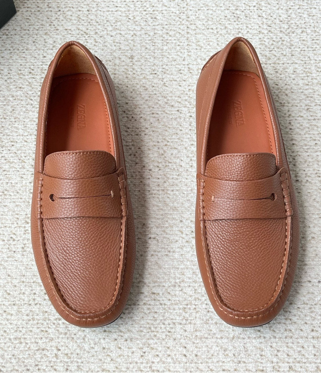 Zegna Men's Pebbled Leather Penny Loafers