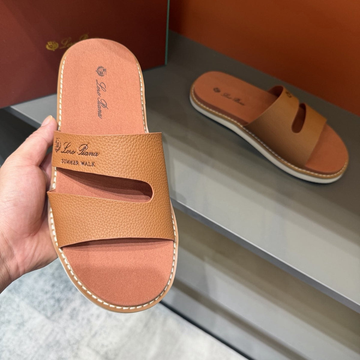 Loro Piana Summer Walk Slotted Slide Sandals